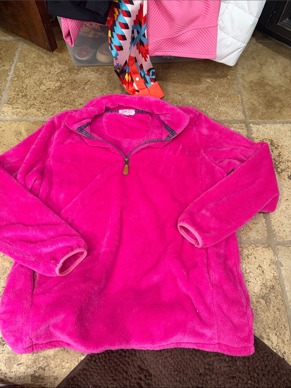 Women's Plush Half-Zip Pullover Sweater - Hot Pink
